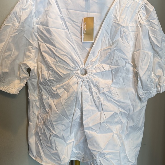 Michael Kors white keyholes blouse NWT 2X - Picture 4 of 10